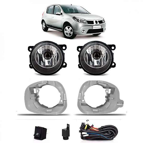 Kit farol auxiliar sandero e logan renault de 2007 a 2010