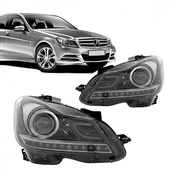 Farol c180 mercedes benz de 2012 a 2015 lado direito com LED com xenon sem reator