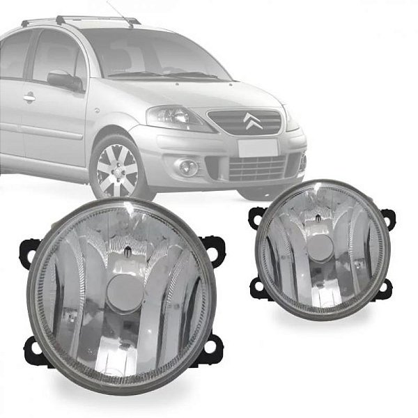 Farol auxiliar c3 citroën de 2009 a 2012 e 307 peugeot de 2007 a 2010 lado direito e lado esquerdo lente de policarbonato H11