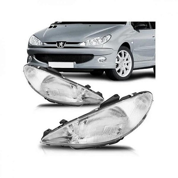 Farol 206 peugeot de 1998 a 2004 lado direito simples raiado