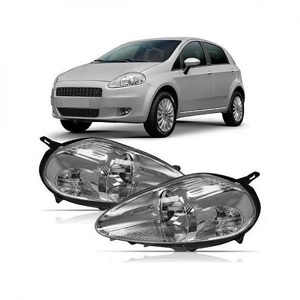 Farol punto fiat de 2007 a 2012 lado esquerdo cromado manual com soquete quadrado