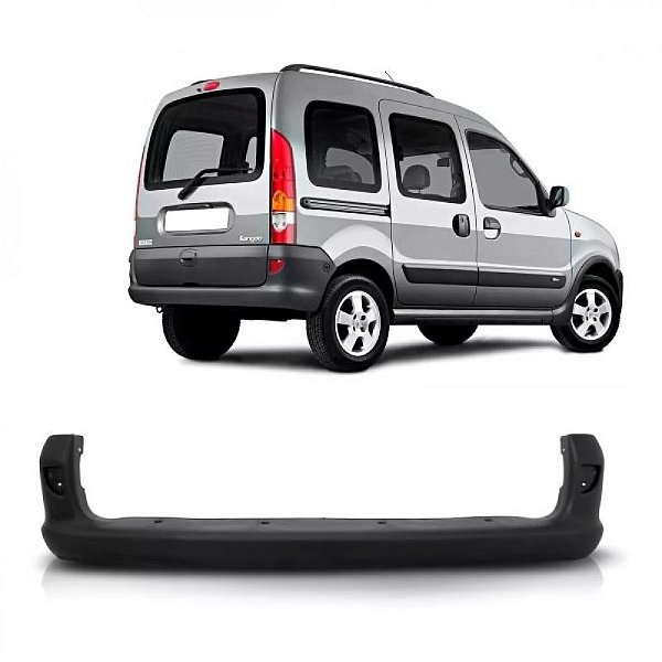 Para choque kangoo renault de 1998 a 2018 traseiro preto sem refletor