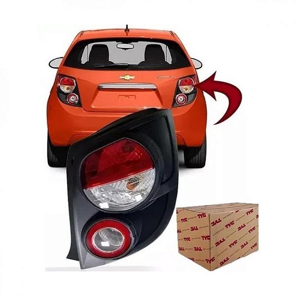 Lanterna sonic chevrolet de 2012 a 2014 traseira lado direito com friso preto versão hatch