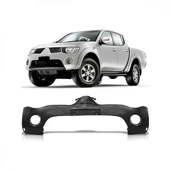 Para choque triton mitsubishi de 2007 a 2010 dianteiro preto com furo moldura inferior para choque