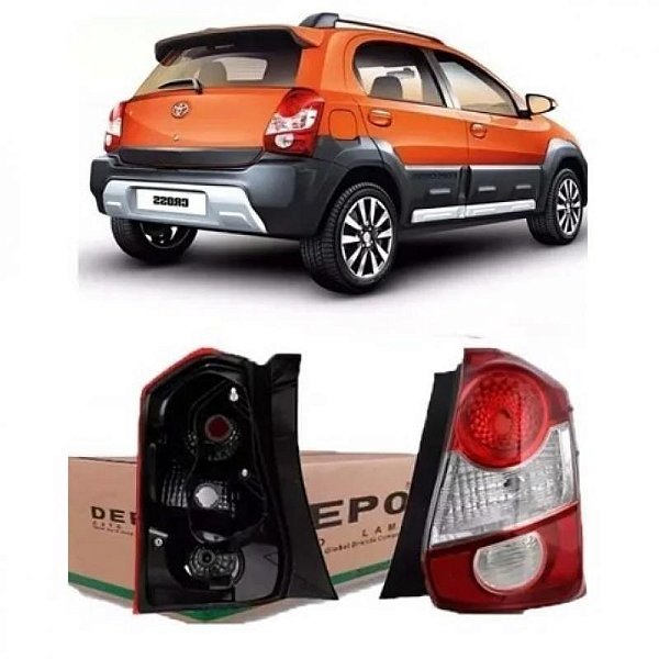 Lanterna etios toyota de 2012 a 2016 traseira lado esquerdo versão cross hatch