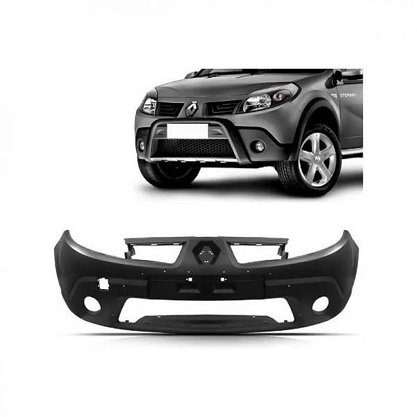 Para choque sandero stepway renault de 2008 a 2011 dianteiro liso e texturizado com furo