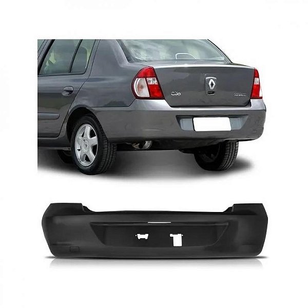Para choque clio renault de 2006 a 2011 traseiro preto liso sedã