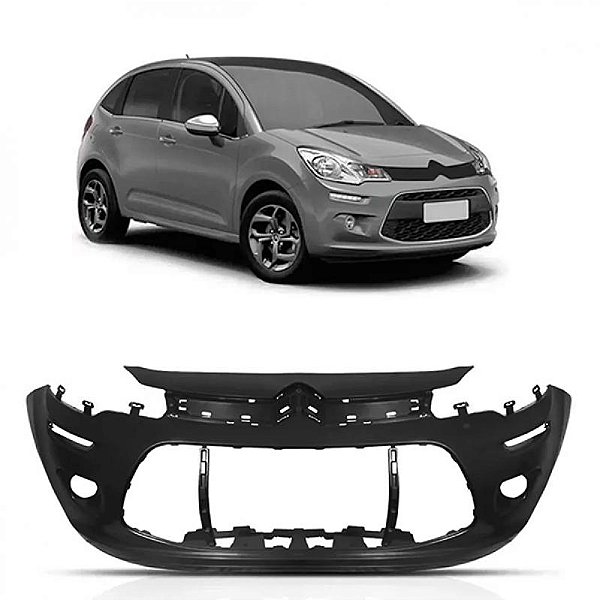 Para choque c3 citroën de 2013 a 2020 dianteiro preto com saia texturizada