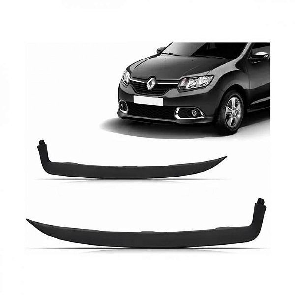 Moldura inferior para choque do farol sandero stepway e logan renault de 2014 a 2019 lado direito preto