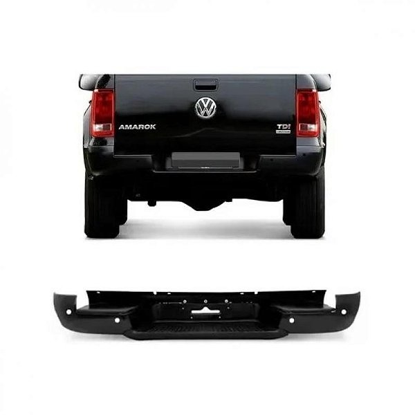Para choque amarok volkswagen de 2010 a 2024 traseiro preto com furo para sensor