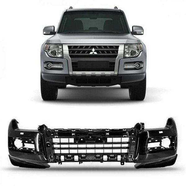 Para choque pajero full mitsubishi de 2015 a 2021 dianteiro preto com furo para esguicho