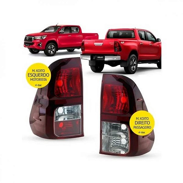 Lanterna hilux toyota de 2016 a 2024 traseira lado esquerdo fumê picape modelo cibie koito