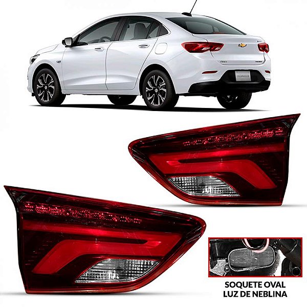 Lanterna onix chevrolet de 2020 traseira do porta malas lado esquerdo sedã com LED com furo para luz de neblina