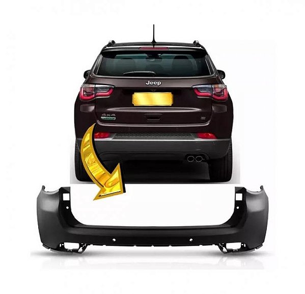 Para choque compass jeep de 2017 a 2021 traseiro preto com furo para sensor