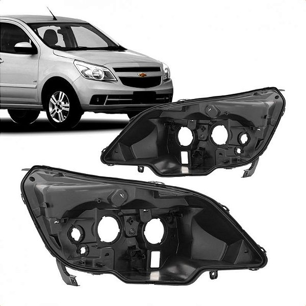 Carcaça de farol agile chevrolet de 2009 a 2014 e montana chevrolet de 2011 a 2021 lado esquerdo