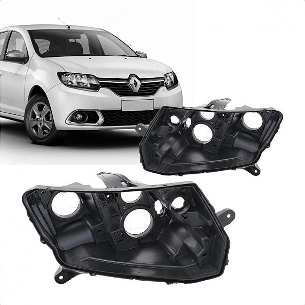 Carcaça de farol sandero e logan renault de 2014 a 2019 lado esquerdo