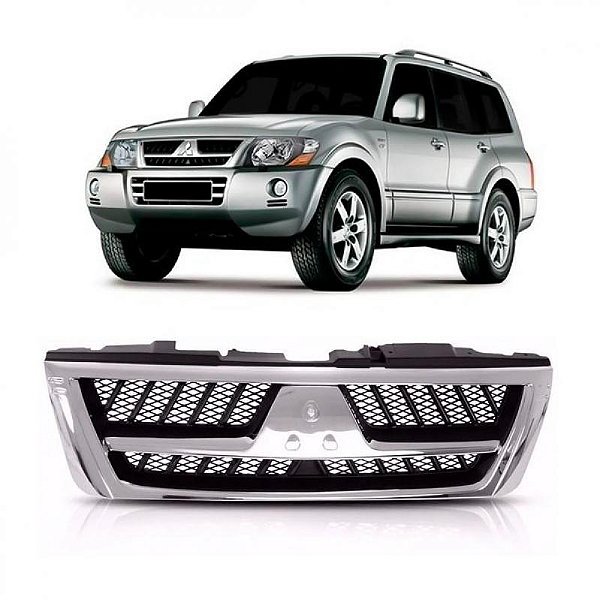 Grade do radiador pajero full mitsubishi de 2004 a 2007 preta e cromada