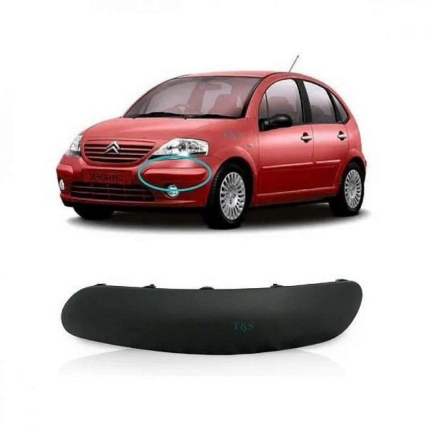 Moldura inferior do para choque c3 citroën de 2003 a 2008 dianteira lado esquerdo preto texturizado