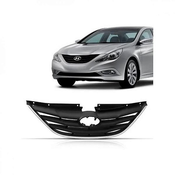 Grade do radiador sonata hyundai de 2011 a 2014 preta com moldura inferior do para choque cromada
