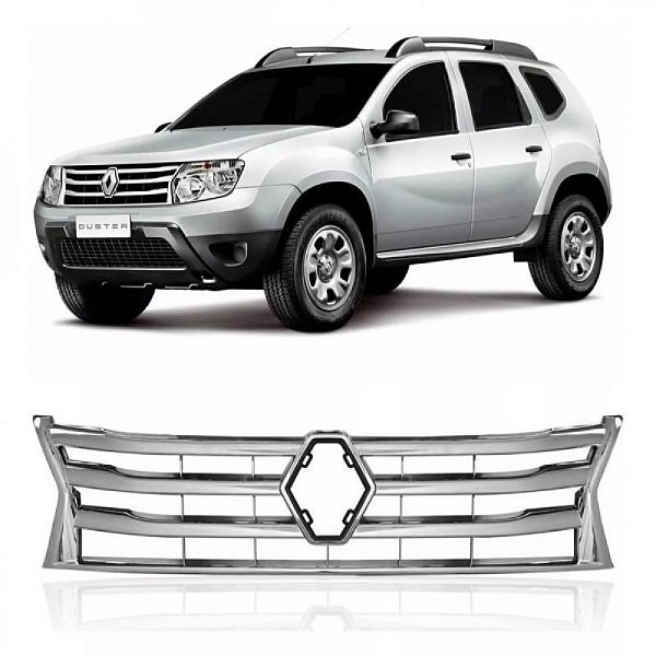 Grade do radiador duster renault de 2010 a 2015 externa cromada sem emblema