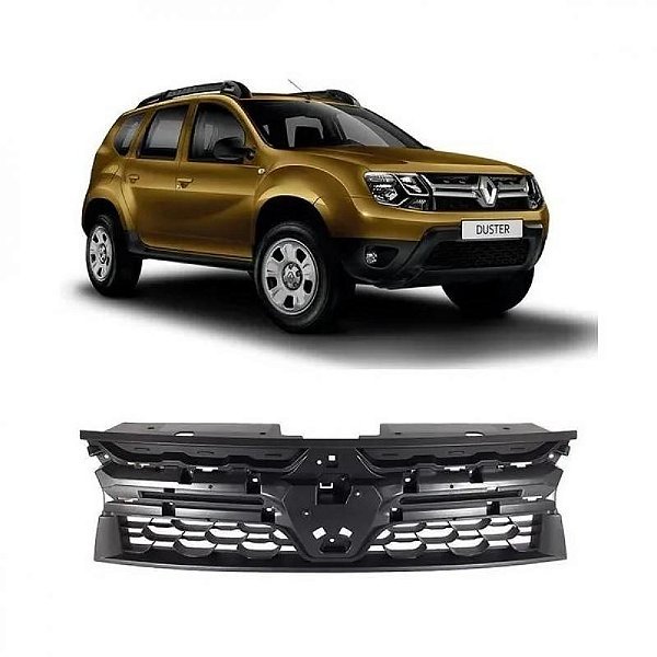 Grade do radiador duster oroch renault de 2016 a 2020 preta sem moldura