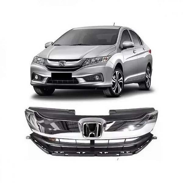 Grade do radiador city honda de 2014 a 2017 preta e cromada