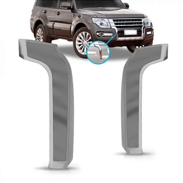 Moldura inferior do para choque pajero full mitsubishi de 2015 a 2021 dianteira lado esquerdo cromada
