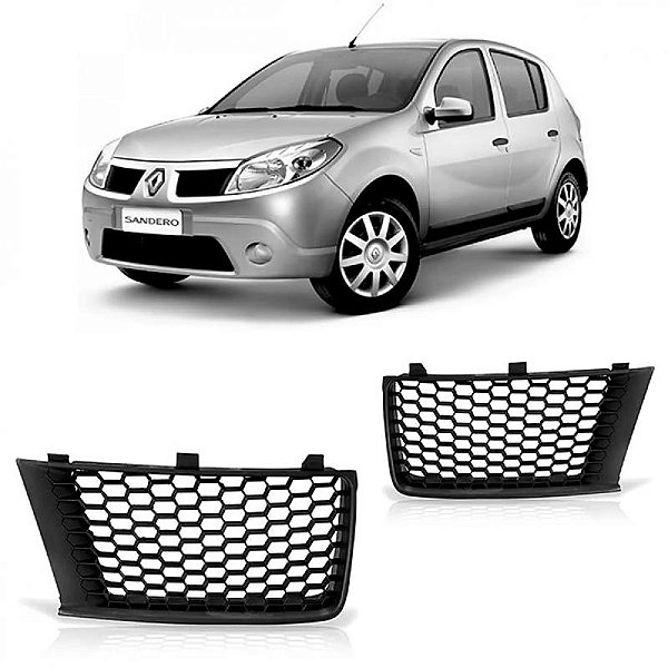 Grade do radiador sandero renault de 2008 a 2011 lado direito preta tipo colmeia