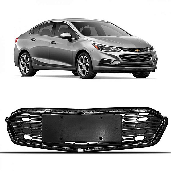 Grade do radiador cruze chevrolet de 2017 a 2019 central sedan com moldura inferior para choque cromada e friso cromado
