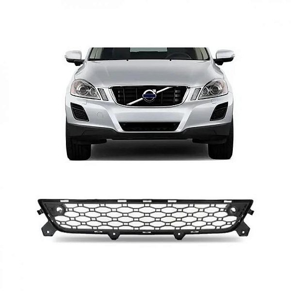 Grade do para choque xc60 volvo de 2008 a 2013 dianteiro central com furo para câmera
