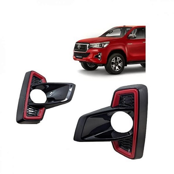 Grade do farol de milha hilux toyota de 2018 a 2020 lado direito preto brilhante com motor verona picape