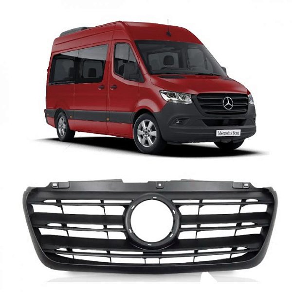 Grade do radiador sprinter mercedes benz de 2020 a 2025 com friso preto