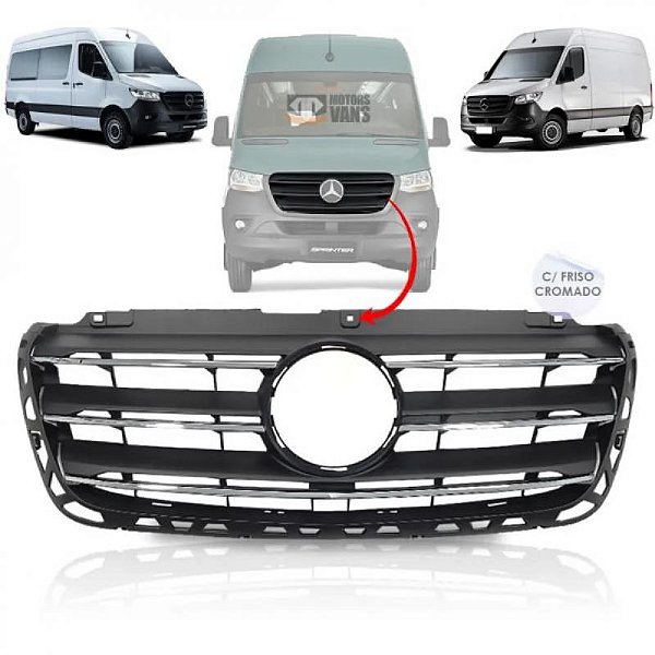 Grade do radiador sprinter mercedes benz de 2020 a 2025 com friso cromado