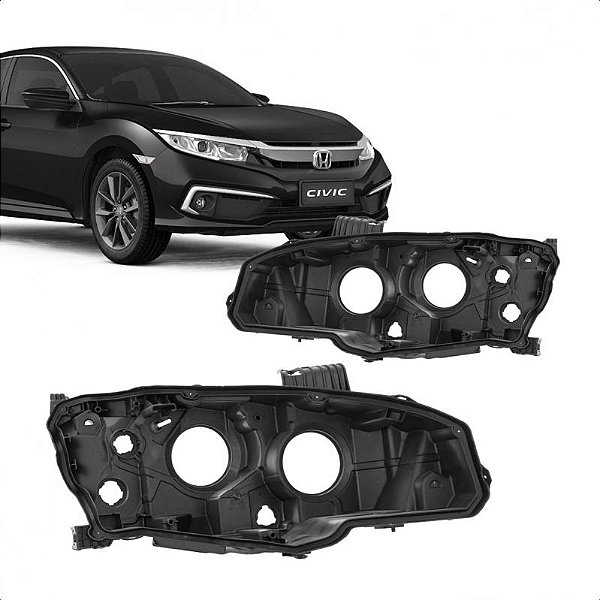 Carcaça do farol civic honda de 2017 a 2021 lado direito com regulador