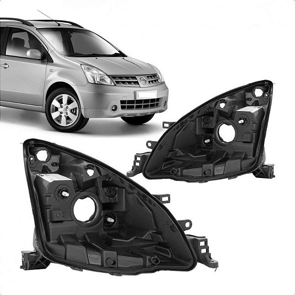 Carcaça de farol livina nissan de 2009 a 2014 lado esquerdo com regulador
