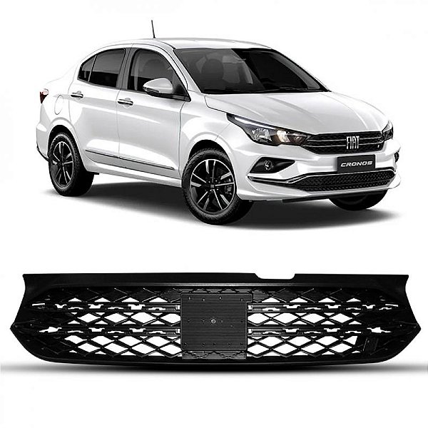Grade do radiador cronos fiat de 2023 a 2025 com logotipo em letras e quatro frisos