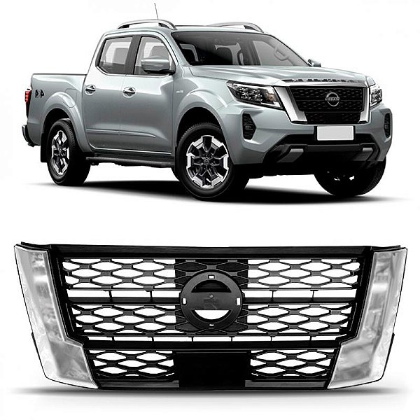 Grade do radiador frontier nissan de 2022 a 2025 com moldura cromada