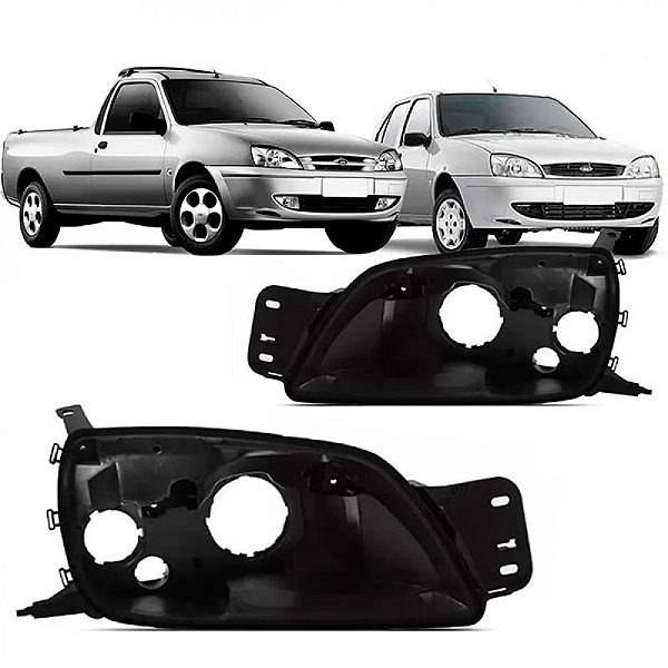 Carcaça de farol fiesta ford de 2000 a 2002 e courier ford de 2000 a 2013 lado direito