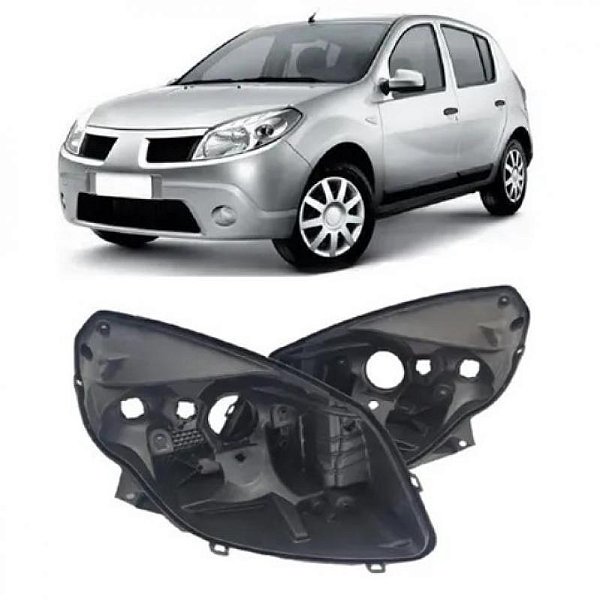 Carcaça de farol sandero renault de 2008 a 2011 lado direito