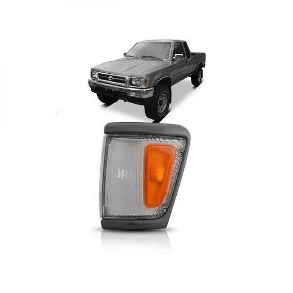 Lanterna hilux toyota de 1993 a 2001 dianteira lado esquerdo cristal e âmbar com aro cinza para tração quatro por dois
