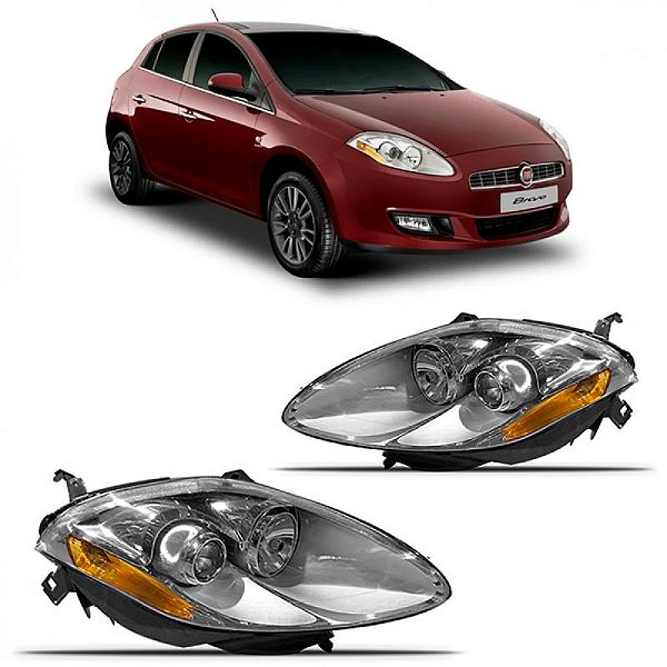 Farol bravo fiat de 2011 a 2016 lado direito cromado elétrico com motor e pisca âmbar