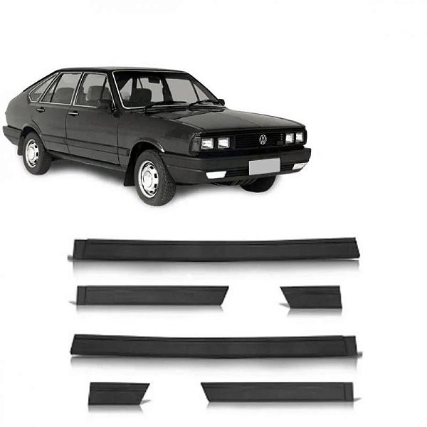 Friso passat volkswagen de 1983 a 1988 lateral preto perfil baixo quatro portas seis peças