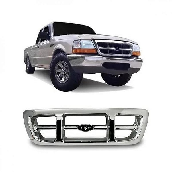 Grade do radiador ranger ford de 1998 a 2004 cromada e cinza com tração quatro por dois
