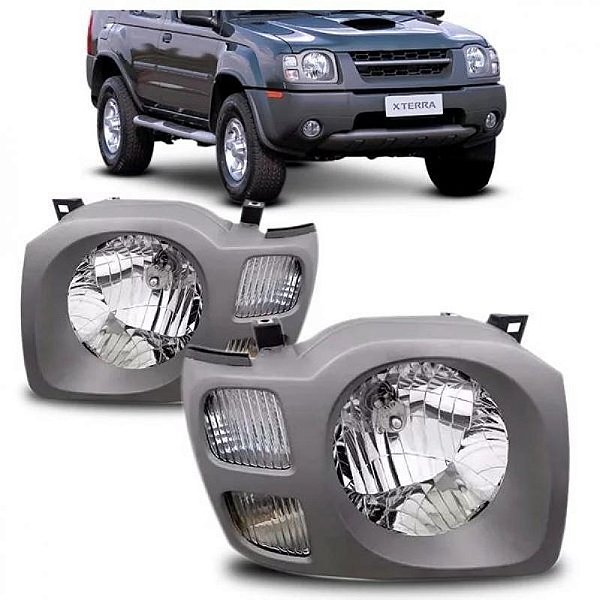 Farol xterra nissan de 2003 a 2008 lado esquerdo moldura cinza