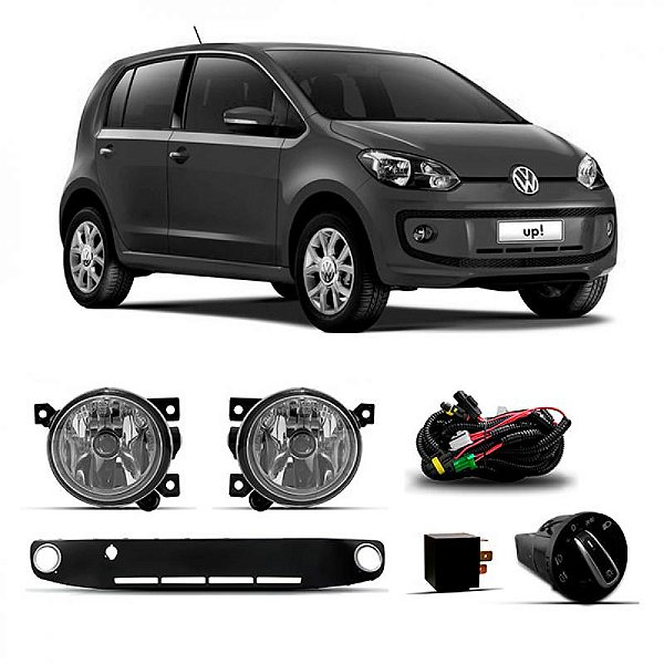 Kit farol auxiliar up volkswagen de 2014 a 2016 com grade sem aro cromado