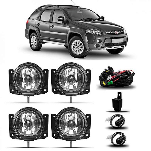 Kit farol auxiliar palio weekend e strada fiat de 2009 a 2012 adventure locker