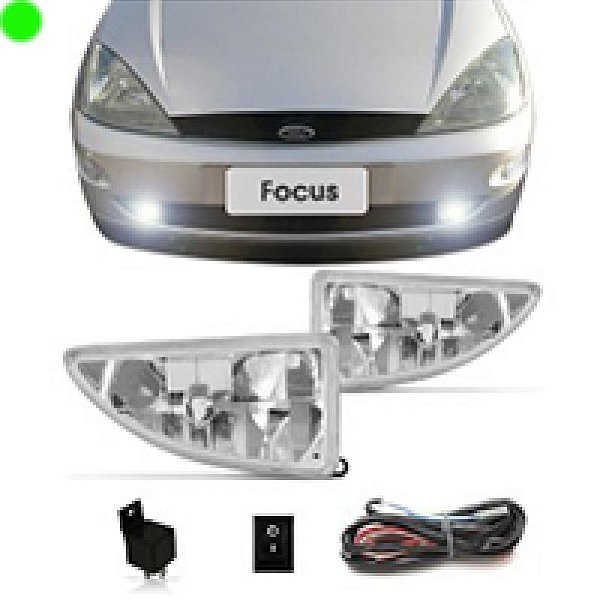 Kit farol auxiliar focus ford de 1998 a 2003 hatch e sedan com botão universal