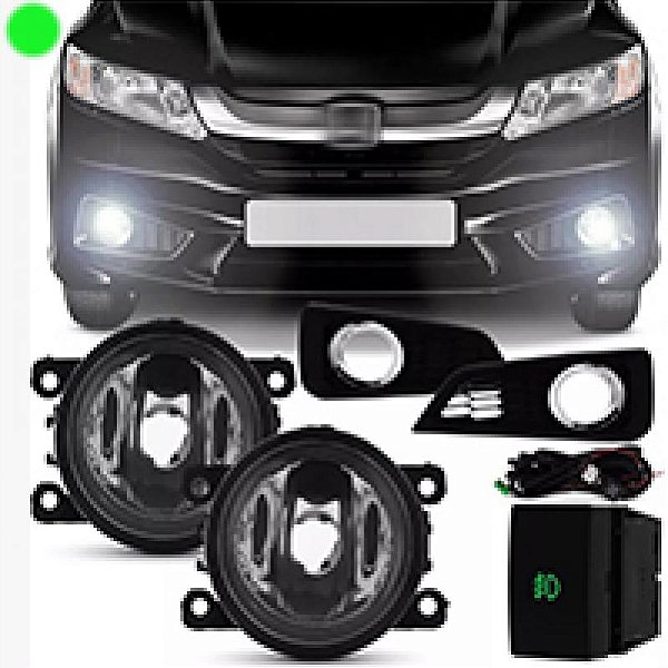 Kit farol auxiliar city honda de 2014 a 2017 com grade e aro cromado