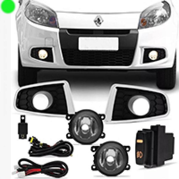 Kit de farol auxiliar sandero renault de 2012 a 2014 com grade e moldura inferior do para choque cromada