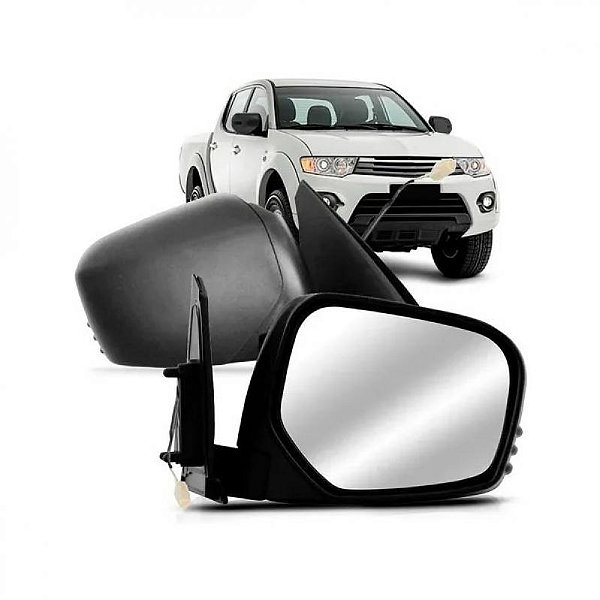 Retrovisor externo triton mitsubishi de 2007 a 2016 lado direito preto elétrico sem pisca texturizado
